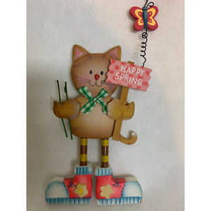 Wooden Cat  Happy Spring Decorative For Cat Lovers